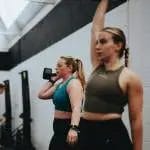 Women doing overhead press